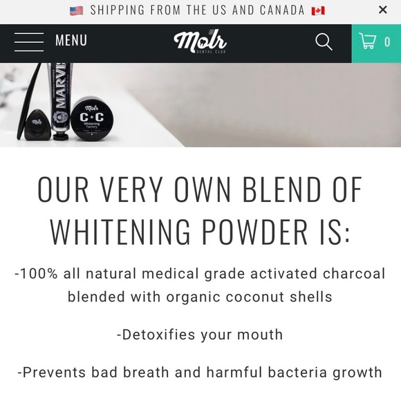 Molr CARBON + COCONUT TEETH
WHITENING POWDER AND
TOOTHBRUSH - Picture 4 of 6